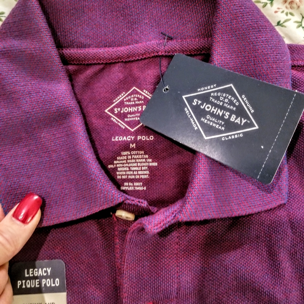 NWT St. John's Bay Mens Purple Polo Size M - Picture 4 of 5